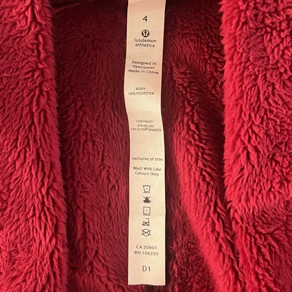 Lululemon Presence Of Mind Deepest Cranberry Red Fleece Wrap Jacket - Picture 7 of 7